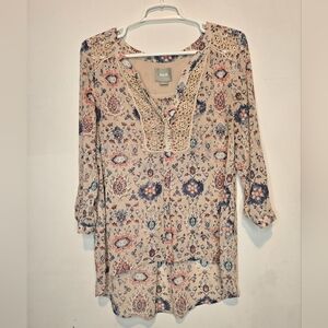 💜🩵MAEVE Anthropologie Shirt Women Size 8 Viola Chiffon Boho Blouse🩷💚
